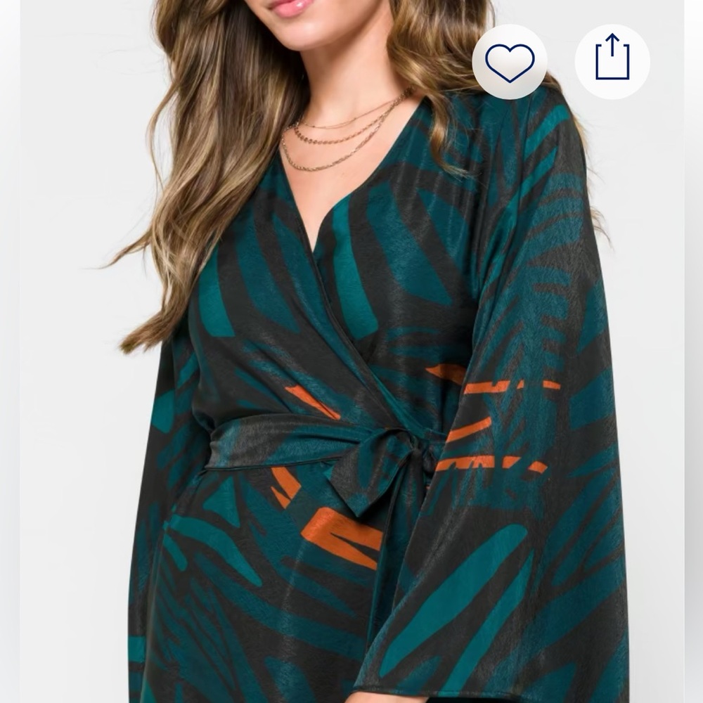 Diarrablu Sheena Wrap Dress in Teal and Orange - Picture 6 of 10